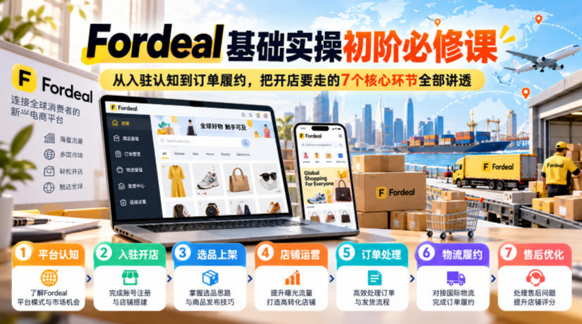 Fordeal基础实操初阶必修课,从入驻认知到订单履约,把开店要走的7个核心环节全部讲透-橙心云网创