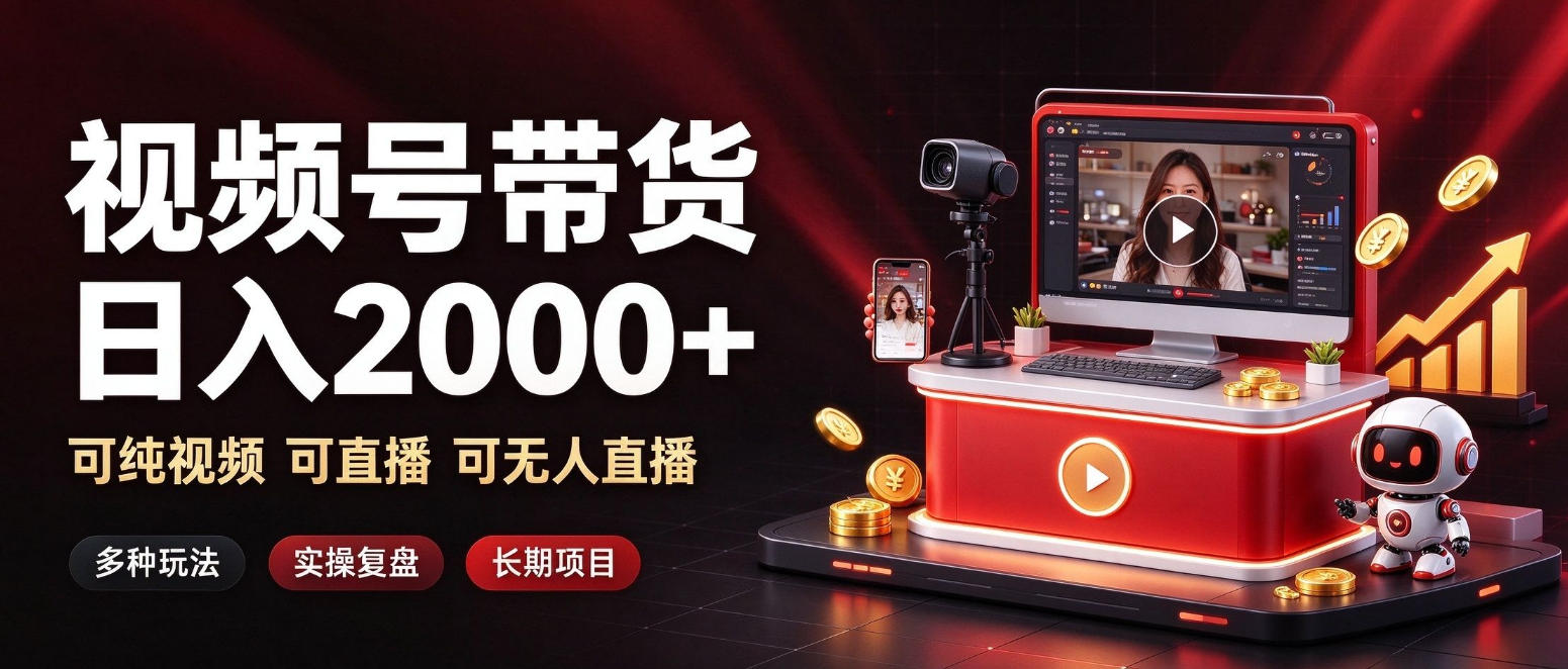 通过视频号带货日入2k+,可纯视频可直播可无人直播,多种玩法,长期项目【揭秘】-橙心云网创