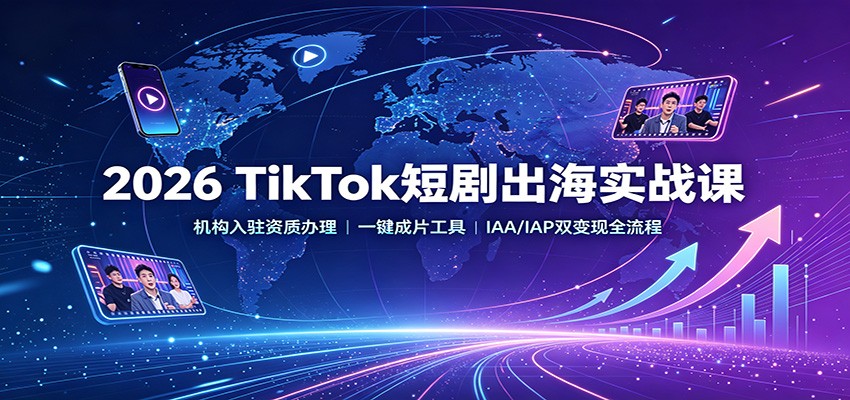 2026 TikTok短剧出海实战课:机构入驻资质办理,一键成片工具,IAA/IAP双变现全流程-橙心云网创