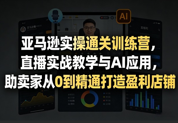 亚马逊实操通关训练营，直播实战教学与AI应用，助卖家从0到精通打造盈利店铺(更新8月17日)-橙心云网创