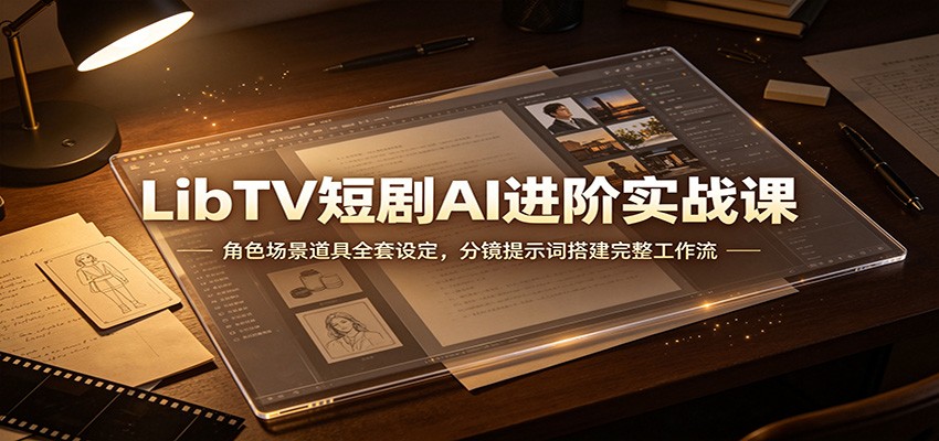 LibTV短剧AI进阶实战课：角色场景道具全套设定，分镜提示词搭建完整工作流-橙心云网创