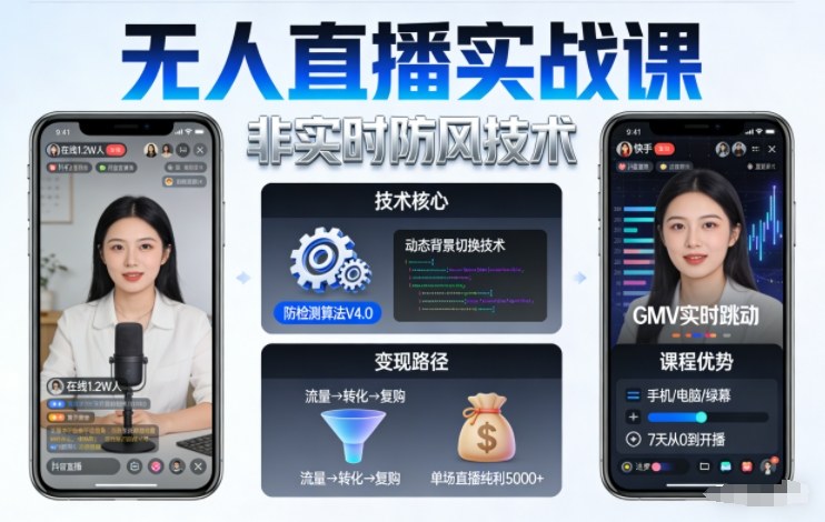 宝子哥无人直播实战课，非实时防风技术，聚焦抖音快手等平台直播带货，轻松开启直播变现之路(更新2026年08月18日)-橙心云网创