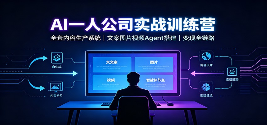AI创作一人公司实战训练营：全套内容生产系统，文案图片视频Agent搭建变现全链路-橙心云网创