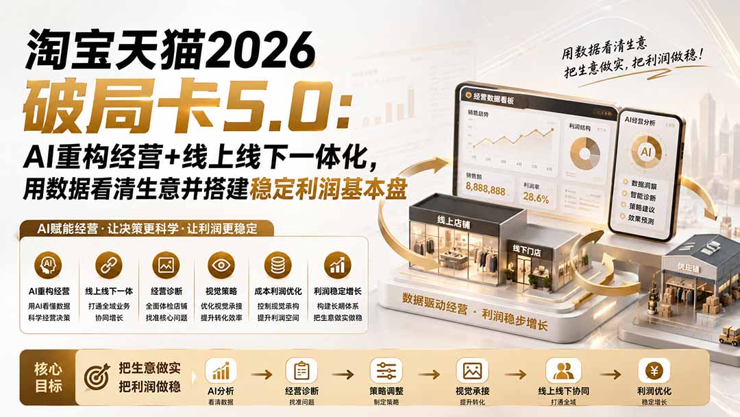 淘宝天猫2026破局卡5.0：AI重构经营+线上线下一体化，用数据看清生意并搭建稳定利润基本盘-橙心云网创