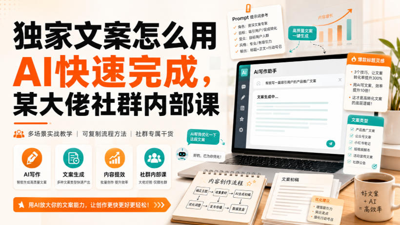 独家文案怎么用AI快速完成,某大佬社群内部课-橙心云网创