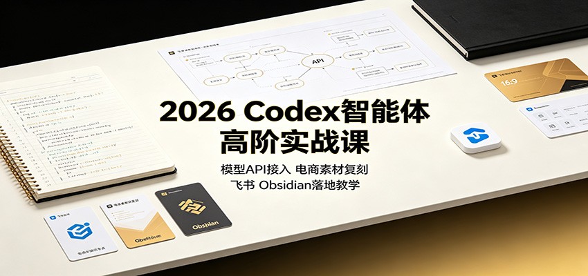 2026 Codex智能体高阶实战课：模型API接入，电商素材复刻，飞书Obsidian落地教学-橙心云网创