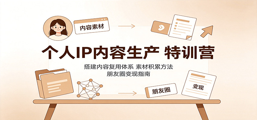 个人IP内容生产特训营：搭建内容复用体系，素材积累方法，朋友圈变现指南-橙心云网创
