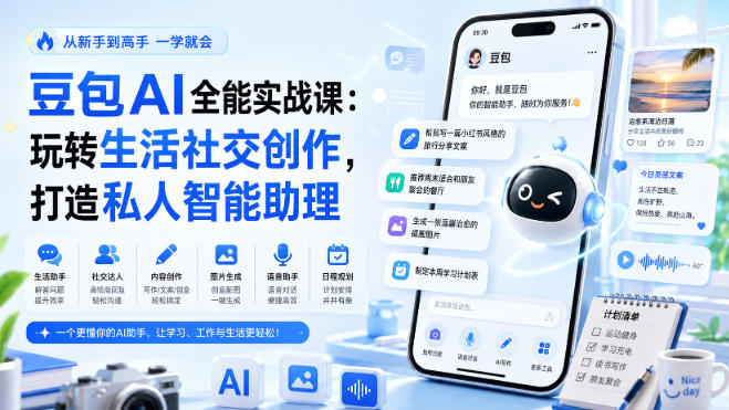 豆包AI全能实战课：玩转生活社交创作，打造私人智能助理-橙心云网创