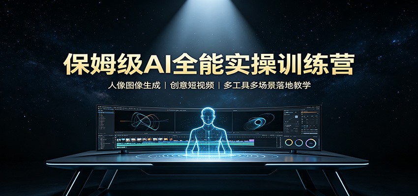 保姆级AI全能实操训练营：人像图像生成，创意短视频，多工具多场景落地教学-橙心云网创
