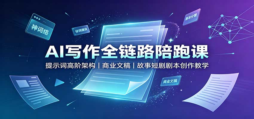 AI写作全链路陪跑课：提示词高阶架构，商业文稿，故事短剧剧本创作教学-橙心云网创