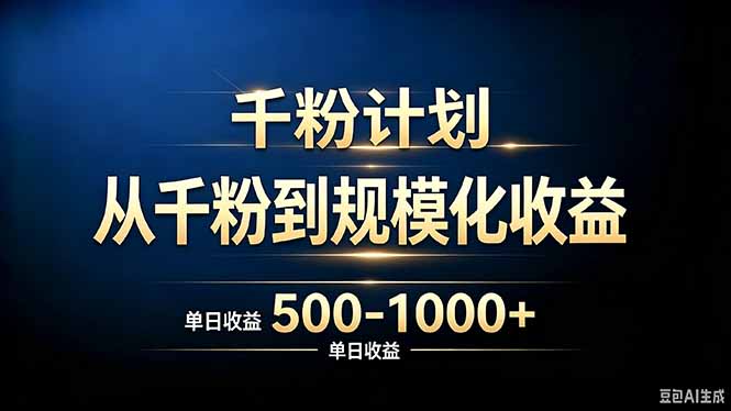 抖音千粉账号计划,从千粉到规模化收益 500-1000+单日收益-橙心云网创