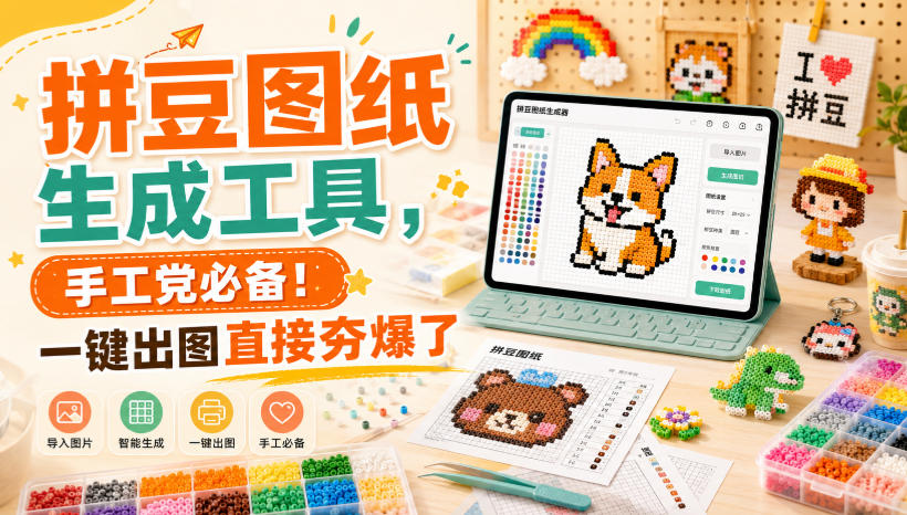 拼豆图纸生成工具，手工党必备！一键出图直接夯爆了-橙心云网创