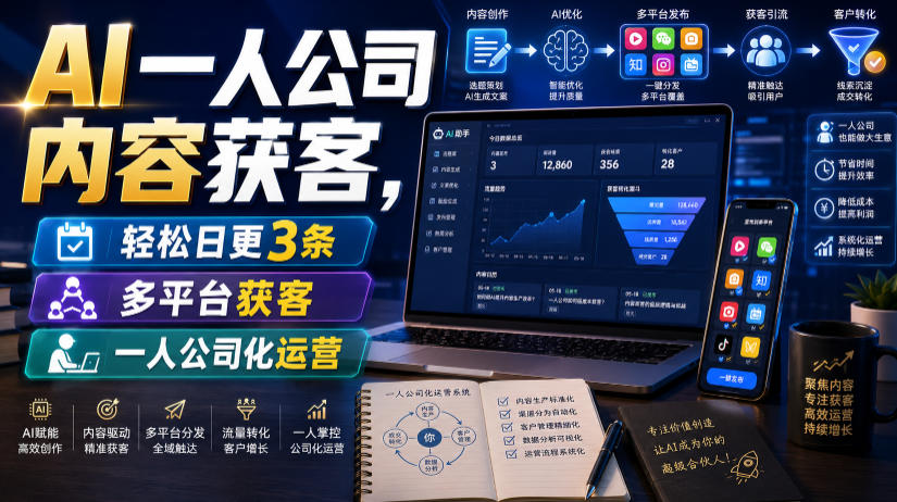 AI一人公司内容获客,轻松日更3条,多平台获客,一人公司化运营(更新0827)-橙心云网创