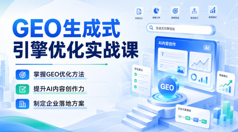 GEO生成式引擎优化实战课，掌握GEO优化方法，提升AI内容创作力，制定企业落地方案-橙心云网创