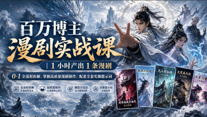百万博主漫剧实战课｜1小时产出1条漫剧，0‑1全流程拆解，掌握高质量漫剧制作，配套全套实操提示词-橙心云网创