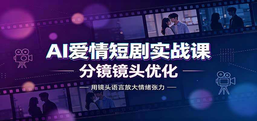 AI爱情短剧实战课：故事剧本创作，分镜镜头优化，智能体提示词-橙心云网创