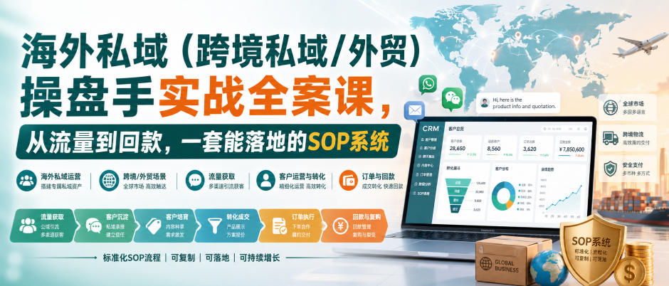 海外私域(跨境私域/外贸)操盘手实战全案课,从流量到回款,一套能落地的SOP系统-橙心云网创