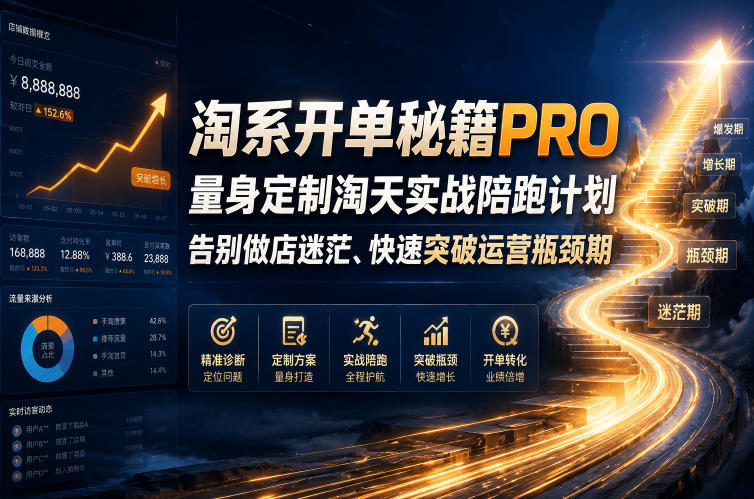 淘系开单秘籍PRO，量身定制淘天实战陪跑计划，告别做店迷茫、快速突破运营瓶颈期(更新260906)-橙心云网创