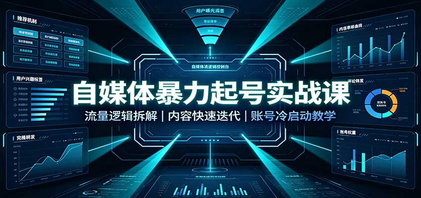 自媒体暴力起号实战课：流量逻辑拆解，内容快速迭代，账号冷启动教学-橙心云网创