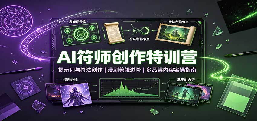 AI符师创作特训营:提示词与符法创作,漫剧剪辑进阶,多品类内容实操指南-橙心云网创