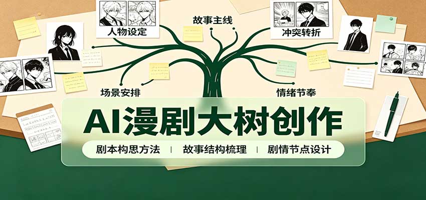AI漫剧大树创作:剧本构思课程讲解,软件插件配置,配套工具资料完整梳理-橙心云网创