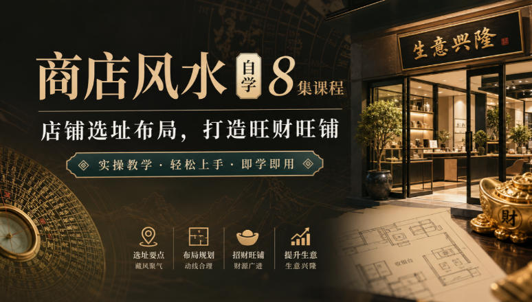 商店风水自学8集课程|店铺选址布局,打造旺财旺铺实操教学-橙心云网创