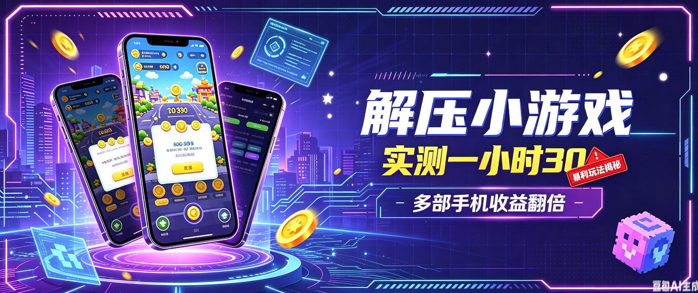 小游戏全流程玩法,实测一小时搞30,简单无脑解压,当天做当天就能看到进账,直接冲就行【揭秘】-橙心云网创