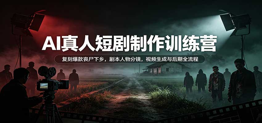 AI真人短剧制作训练营：复刻爆款丧尸下乡，剧本人物分镜，视频生成与后期全流程-橙心云网创