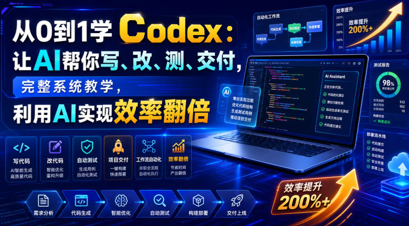 从0到1学Codex：让AI帮你写、改、测、交付，完整系统教学，利用AI实现效率翻倍(更新0918)-橙心云网创
