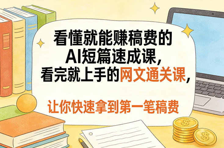 看懂就能賺稿费的AI短篇速成课，看完就上手的网文通关课，让你快速拿到第一笔稿费(更新8月)-橙心云网创