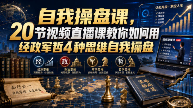 【无水印】自我操盘课，20节视频直播课教你如何用经政军哲4种思维自我操盘(更新0924)-橙心云网创