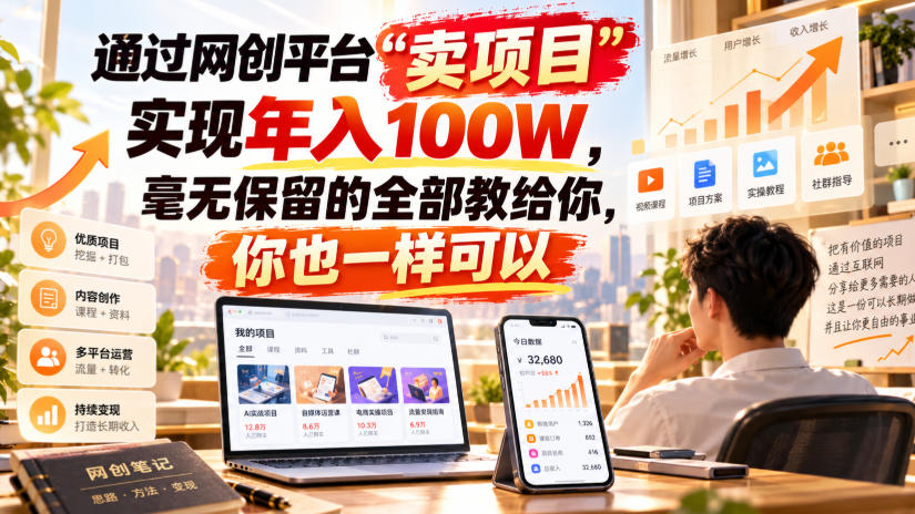 通过网创平台“卖项目”实现年入100W，毫无保留的全部教给你，你也一样可以！【揭秘】-橙心云网创