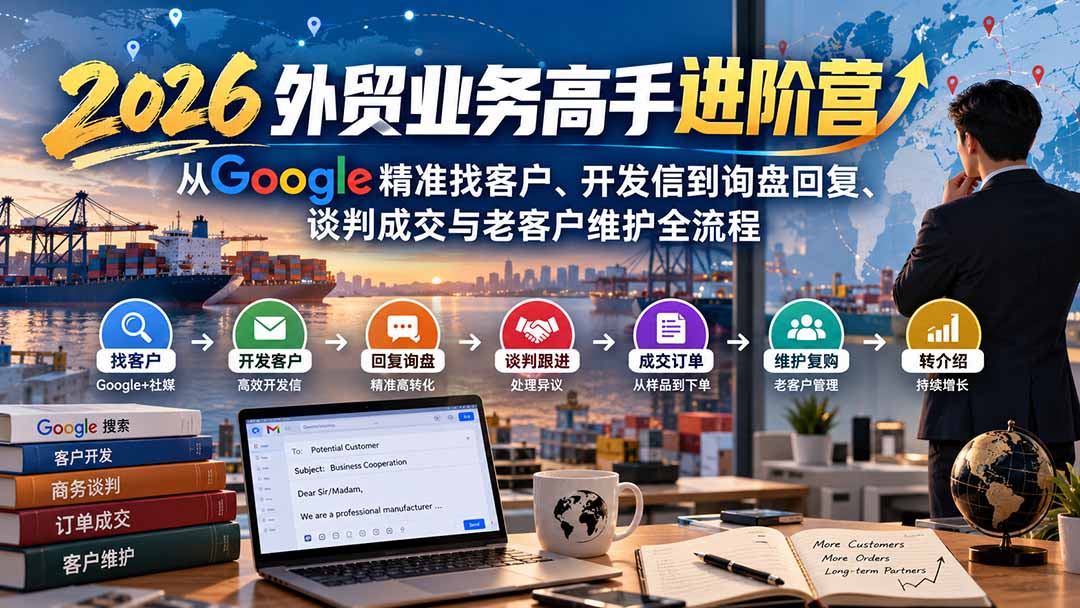 2026外贸业务高手进阶营：从Google精准找客户、开发信到询盘回复、谈判成交与老客户维护全流程-橙心云网创