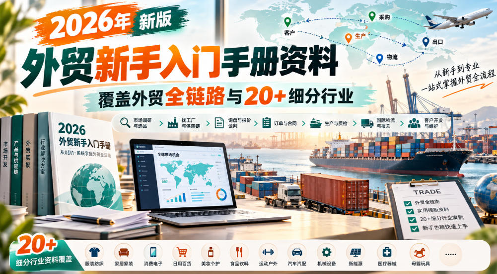 2026年新版外贸新手入门手册资料，覆盖外贸全链路与20+细分行业-橙心云网创
