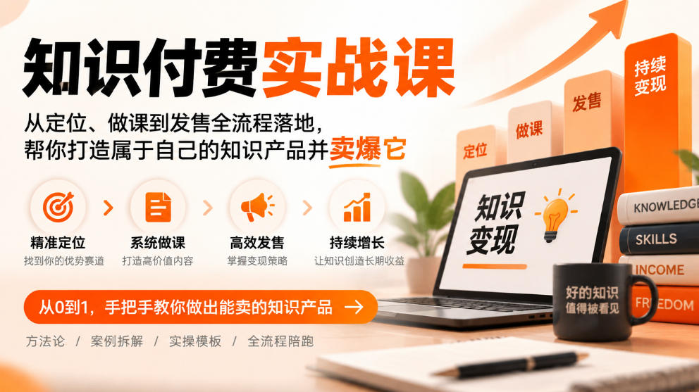 知识付费实战课：从定位、做课到发售全流程落地，帮你打造属于自己的知识产品并卖爆它-橙心云网创