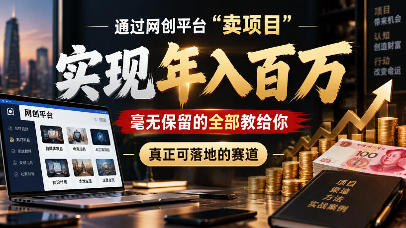通过网创平台“卖项目”实现年入100w，毫无保留的全部教给你，真正可落地的赛道【揭秘】-橙心云网创