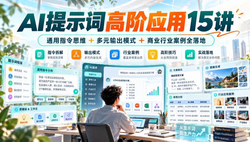 AI提示词高阶应用15讲｜通用指令思维+多元输出模式+商业行业案例全落地-橙心云网创