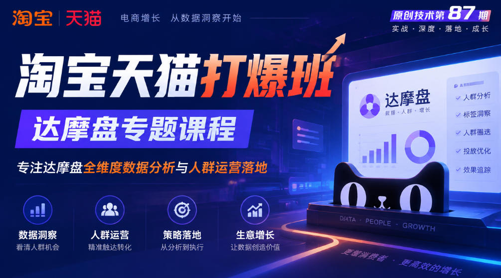 《淘宝天猫打爆班》原创技术第87期，达摩盘专题课程，专注达摩盘全维度数据分析与人群运营落地-橙心云网创