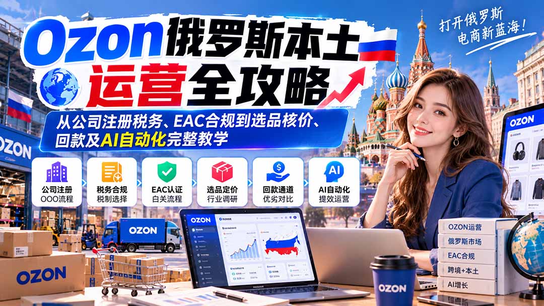 Ozon俄罗斯本土运营全攻略:从公司注册税务、EAC合规到选品核价、回款及AI自动化完整教学-橙心云网创