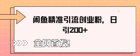 闲鱼精准引流创业粉，轻松日引200+-橙心云网创