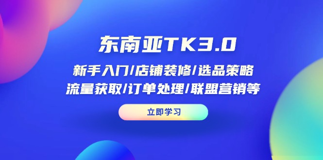 （14208期）东南亚TK3.0：新手入门/店铺装修/选品策略/流量获取/订单处理/联盟营销等-橙心云网创