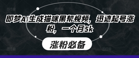 即梦AI生成猫咪黑帮视频,迅速起号涨粉,一个月5k-橙心云网创