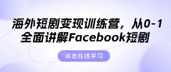 海外短剧变现训练营，从0-1全面讲解Facebook短剧-橙心云网创
