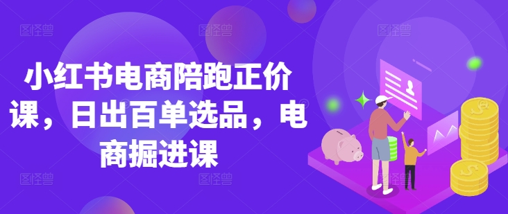 小红书电商陪跑正价课，小红书官方认证电商讲师教学，日出百单选品，电商掘进课-橙心云网创
