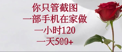 你只管截图,一部手机在家操作,一小时120.一天5张【揭秘】-橙心云网创